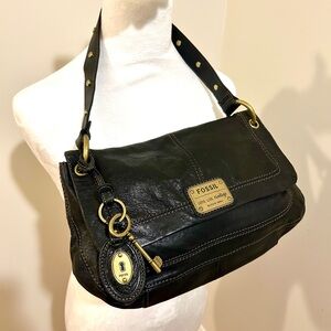 Fossil Black Leather Shoulder Bag